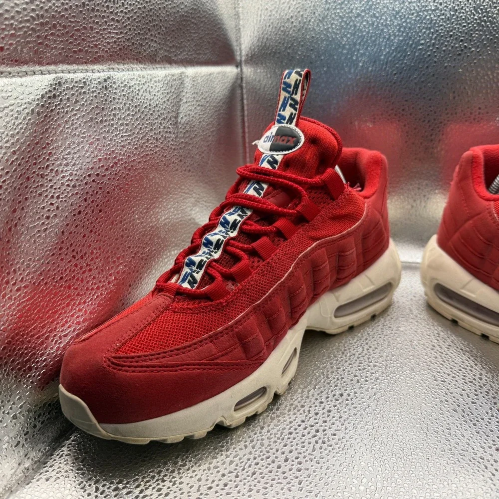 Size 9 Nike Air Max 95 TT Gym Red / Gym Blue-Sail Mens Athletic Shoes AJ1844-600
